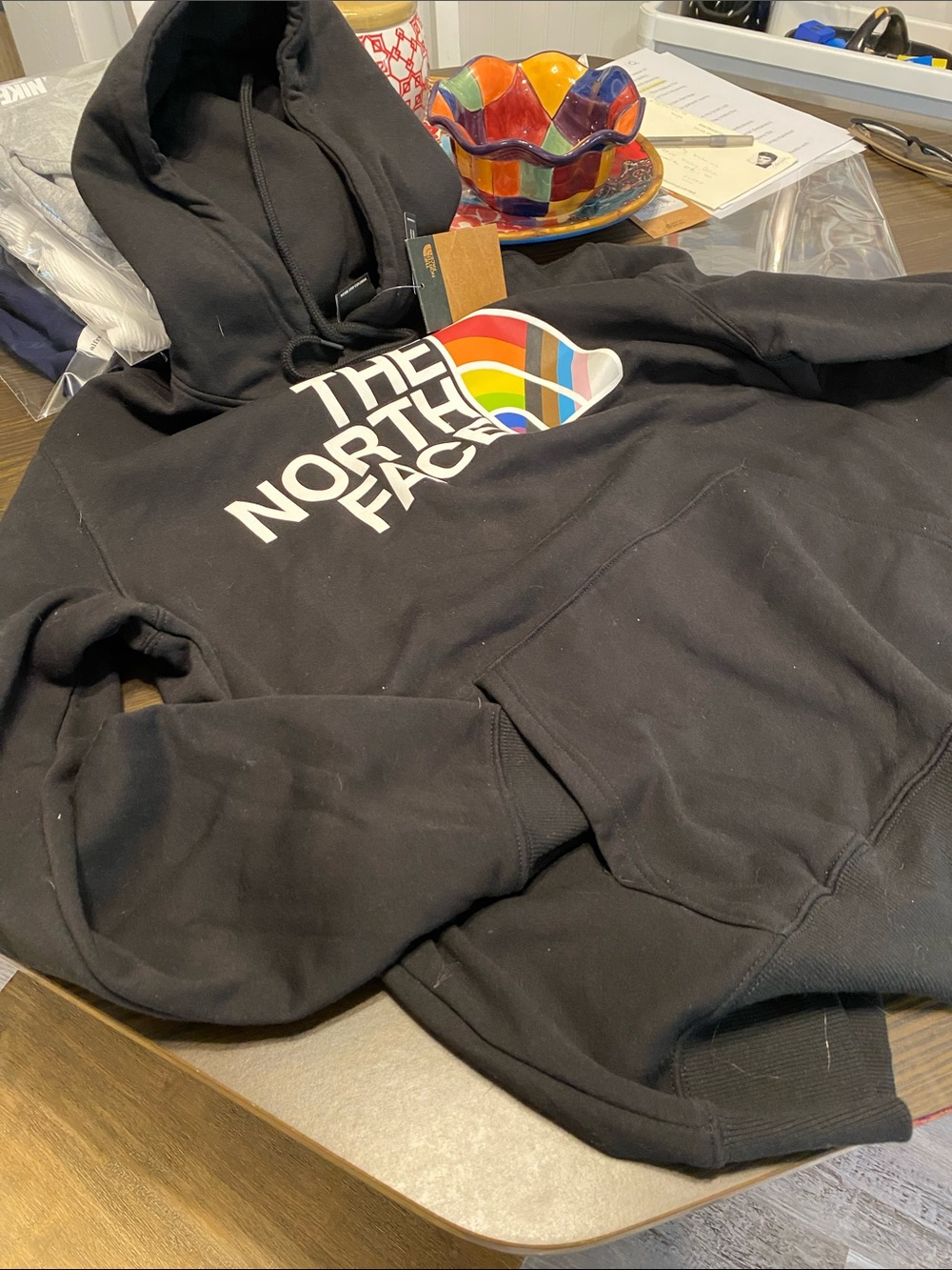 The North Face Black Pride Hoodie with Rainbow Logo Patch